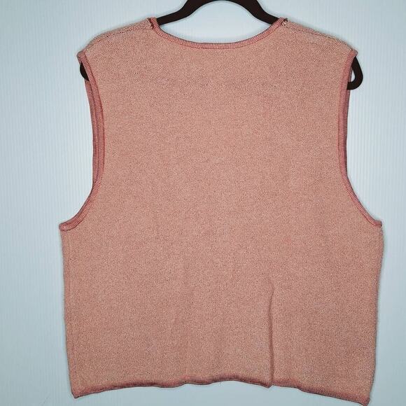 Vintage Koret Sweater Vest Medium Wool Blend Boxy Oversized Beaded Sequined Pink - Picture 8 of 8